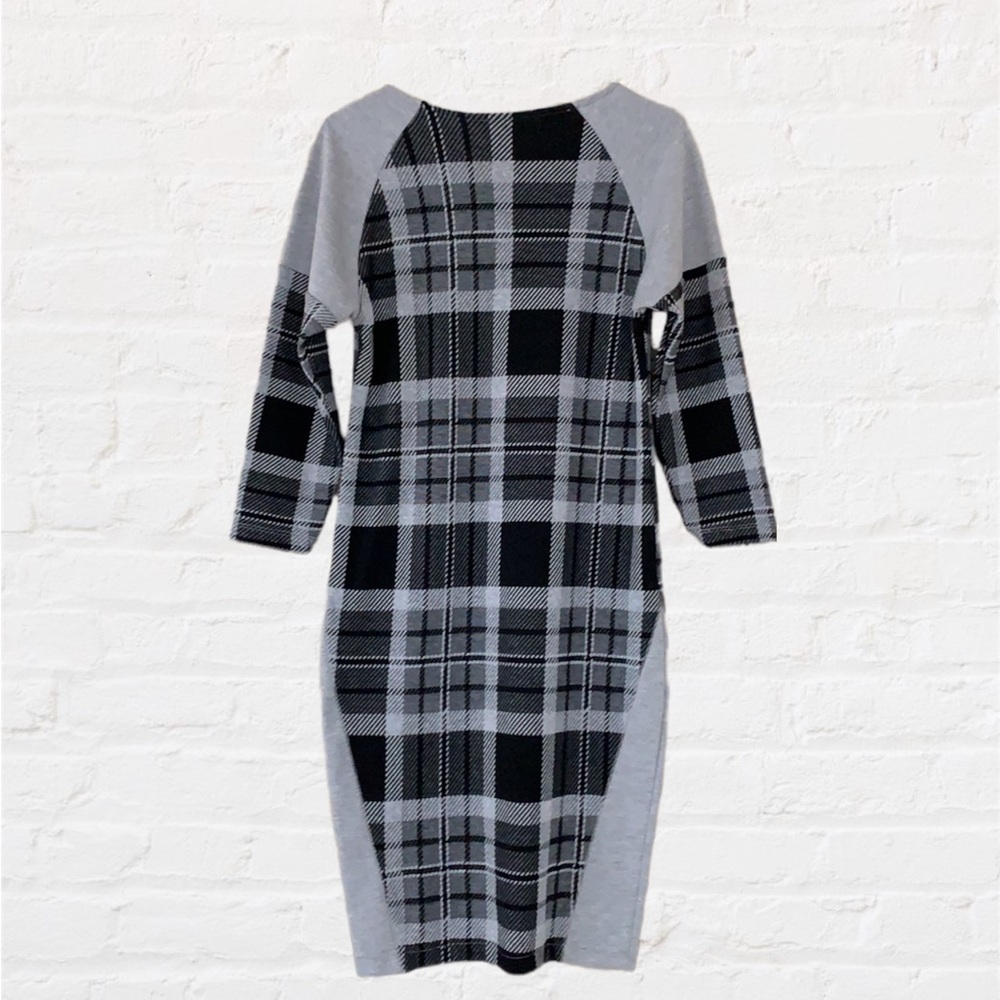ASOS Grey/Black Tartan Dress 3/4 Sleeves